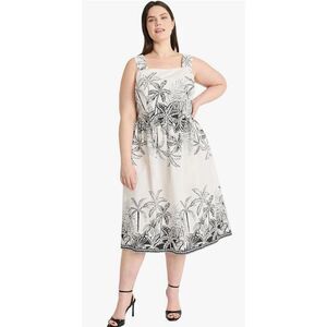 Maggy London Women's Elegant Square Neck A-line Midi Pockets Size 14W